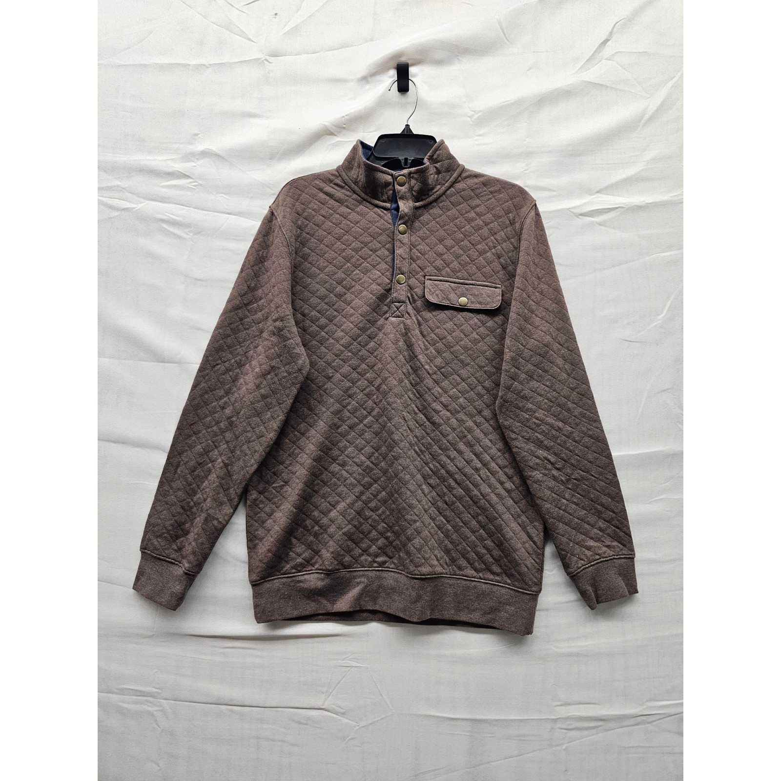 Goodfellow  Co Mens Quilted Pullover Sweatshirt Brown Cotton Blend Size Small